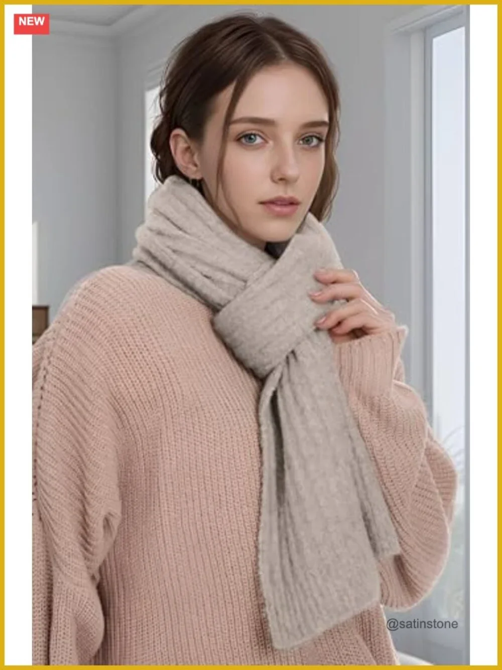 Chunky Knit Long Scarf Cashmere Feel Winter Wrap for Women & Men Unisex